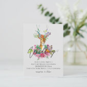 Boho Woodland Deer Floral Budget Wedites Postkarte (Stehend Vorderseite)