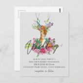 Boho Woodland Deer Floral Budget Wedites Postkarte (Vorne/Hinten)
