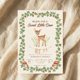 boho woodland deer greenery baby shower einladung