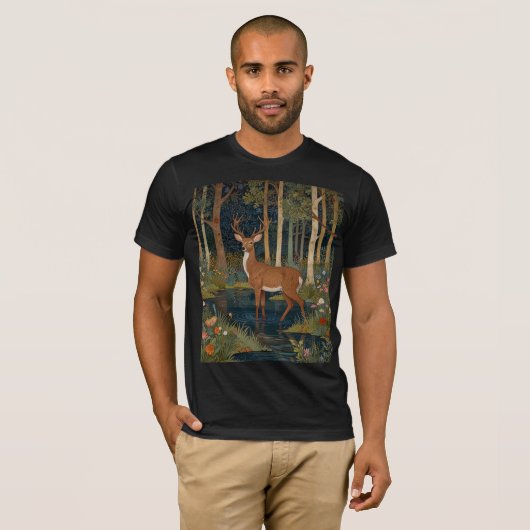 Boho Woodland Deer Print Rustic Forest Green T-Shirt (Vorne ganz)
