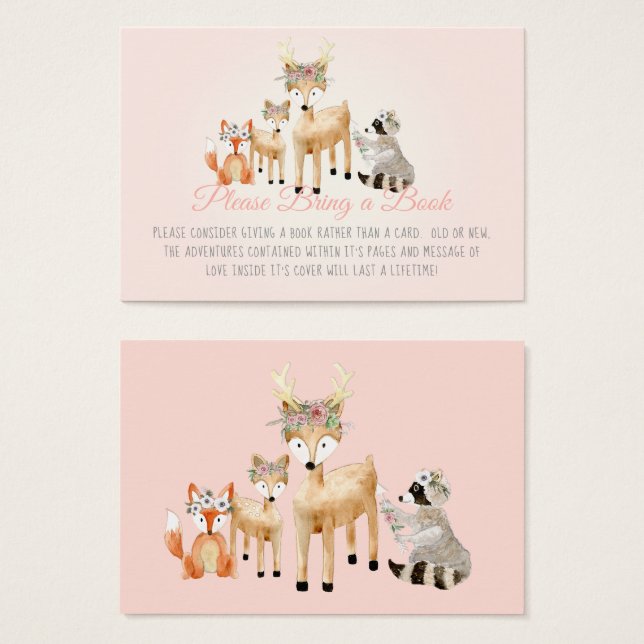 Boho Woodland Deer Raccoon Fox Book Statcard (Vorne & Hinten)