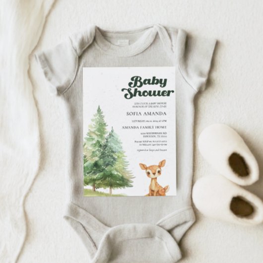 Boho Woodland Deer Snow Baby Dusche Einladung