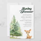 Boho Woodland Deer Snow Baby Dusche Einladung (Vorderseite)