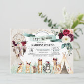 Boho Woodland Dreamcatcher Babydusche Einladung (Stehend Vorderseite)