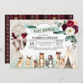 Boho Woodland Dreamcatcher Babydusche Einladung (Vorne/Hinten)