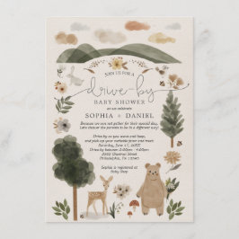 Boho Woodland Drive-by Baby Shower Einladungskarte Einladung