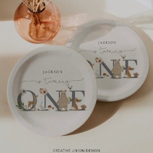 Boho Woodland erste Geburtstagsparty Pappteller