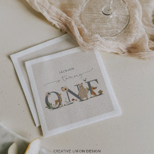Boho Woodland erste Geburtstagsparty Serviette