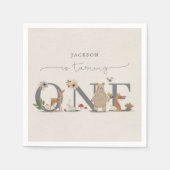 Boho Woodland erste Geburtstagsparty Serviette (Vorderseite)