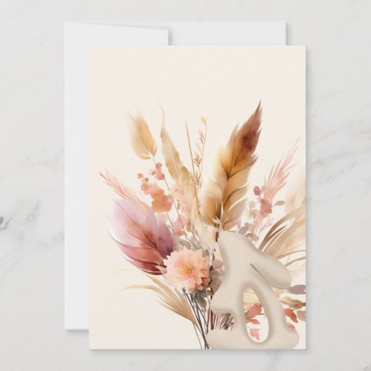 Boho Woodland Fall Pumpkin Girl Babydusche Einladung (Rückseite)