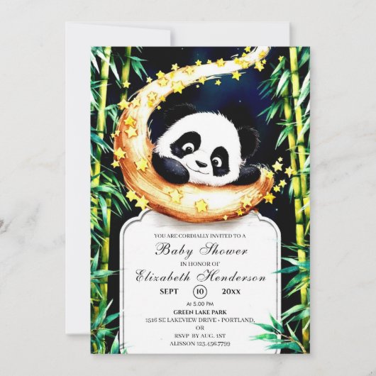 Boho Woodland farbenfrohe Panda Baby Dusche Einladung (Vorderseite)