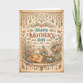 Boho Woodland Floral Mothers Day Feiertagskarte