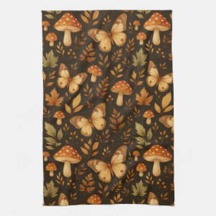Boho Woodland Foods Mushrooms   Herbstfarben Geschirrtuch