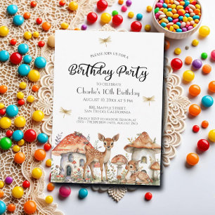 Boho Woodland Forest Animals 10. Geburtstagsparty Einladung