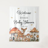 Boho Woodland Forest Animals Baby Dusche Willkomme Wandteppich (Vorderseite)