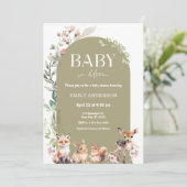 Boho Woodland Forest Animals Baby Shower Einladung (Stehend Vorderseite)
