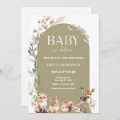 Boho Woodland Forest Animals Baby Shower Einladung (Vorne/Hinten)