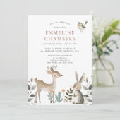 Boho Woodland Forest Animals Babydusche Einladung (Stehend Vorderseite)