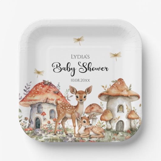 Boho Woodland Forest Animals Babydusche Pappteller (Vorderseite)