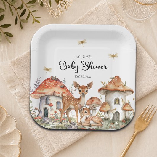 Boho Woodland Forest Animals Babydusche Pappteller