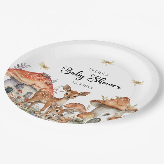 Boho Woodland Forest Animals Babydusche Pappteller (Schrägansicht)