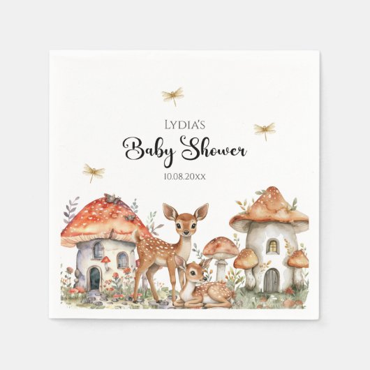 Boho Woodland Forest Animals Babydusche Serviette (Vorderseite)