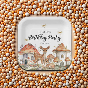 Boho Woodland Forest Animals Geburtstagsparty Pappteller