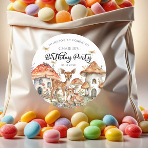 Boho Woodland Forest Animals Geburtstagsparty Runder Aufkleber