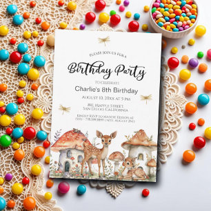 Boho Woodland Forest Animes 8. Geburtstagsparty Einladung