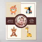 Boho Woodland Foto Geburtsankündigung Neugeborener Poster (Vorne)