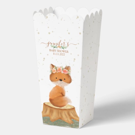 Boho Woodland Fox Baby Shower Floral Wreath Geschenkschachtel (Vorderseite)