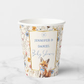 Boho Woodland Fox Baby Showups in Dusty Blue Pappbecher (Vorderseite)