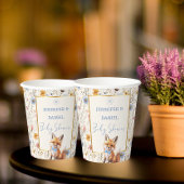 Boho Woodland Fox Baby Showups in Dusty Blue Pappbecher