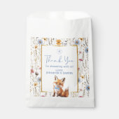 Boho Woodland Fox Dusty Blue Baby Dusche Geschenktütchen (Vorderseite)