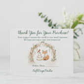 Boho Woodland Fox Small Business Thank You Card Dankeskarte (Stehend Vorderseite)