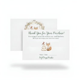 Boho Woodland Fox Small Business Thank You Card Dankeskarte