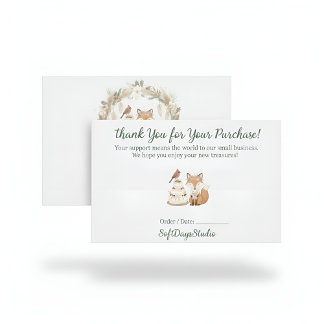 Boho Woodland Fox Small Business Thank You Card Dankeskarte