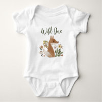 Boho Woodland Fox Wild One Baby Bodysuit