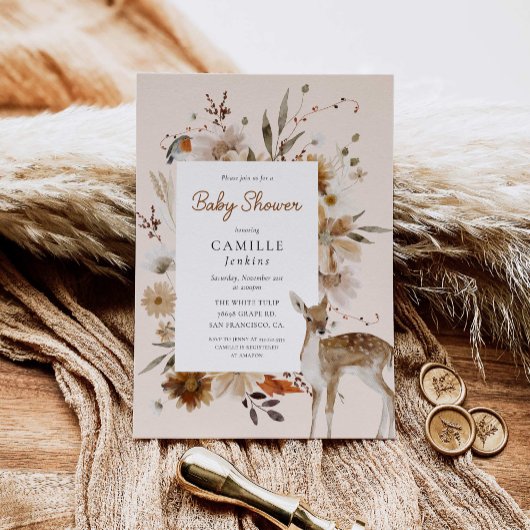 Boho Woodland Gender Neutral Baby Shower Einladung