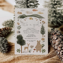 Boho Woodland Girl Baby Shower Einladungskarte Einladung