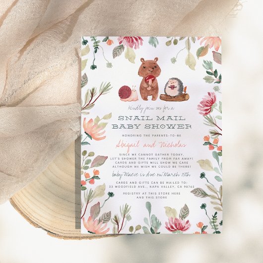 Boho Woodland Greenerenery Snail Mail Baby Dusche Einladung
