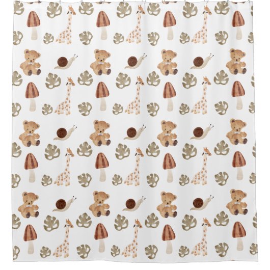 Boho Woodland Jungle Animal Pattern Duschvorhang (Vorderseite)