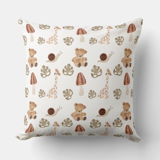 Boho Woodland Jungle Animal Pattern Kissen (Vorderseite)