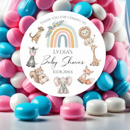 Boho Woodland Jungle Animals Babydusche Runder Aufkleber