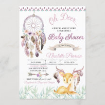 Boho Woodland Lila Baby Dusche Einladung