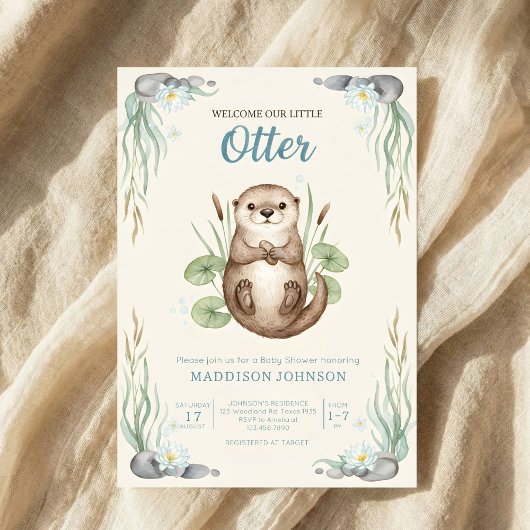 boho woodland Otters greenery baby shower Einladung