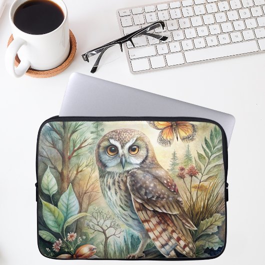 Boho Woodland Owl Laptopschutzhülle