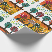 Boho Woodland Pilze Bäume Muster Grün Weiß Geschenkpapier (Ecke)