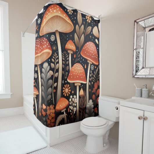 Boho Woodland-Pilzmuster Duschvorhang (Beispiel)