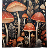 Boho Woodland-Pilzmuster Duschvorhang (Vorderseite)